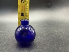 Vintage Mini Cobalt Blue Glass Bottle Round Globe French 1.75