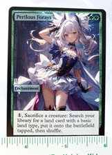 PERILOUS FORAYS : MTG altered-art magic card : with Sexy, Anime Babe picture