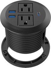 Desktop Power Grommet with 2 AC OUTLETS Fast Charging USB C, 2 USB A PORTS picture