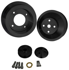 Pontiac V-Belt Pulley Kit 3V Crank 2V Water Pump Alternator Billet Black Powder picture