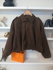 Viral Zara Suede Effect Bomber Jacket Dark Brown M - Oversized S picture