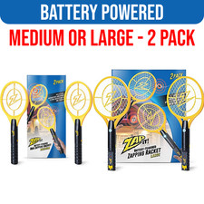 Zap It Battery Powered Bug Zapper Racket Yellow 2-Pack Choose Medium or Large picture