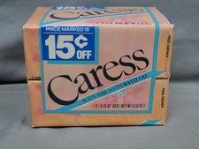 Vintage Caress Body Bar Soap with Bath Oil 4.75 oz USA Lot of 2 Dated 1988 picture