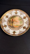 Antique Nippon Hand Painted Enamel and Raised Gold Moriage Serving Plate picture
