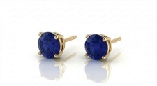 Petite 1 ct Yellow Gold Plated Round Lab-Created Alexandrite 4 Prong Studs picture