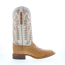 Justin Boots Pascoe Full Quill Ostrich Made In USA Mens Brown Wide Boots picture