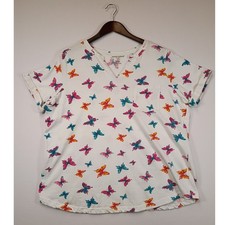 Whimsical Butterfly Woman Within Womens 18/20 White V-Neck Pocket Tee 37-1094-4 picture
