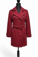 Rue21 Women’s Burgundy Trench Coat Size S – Belted Double Breasted picture