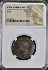 Emperor Tiberius Carthage Nova Nero & Drusus NGC Genuine 14-37AD Very Rare Coin picture