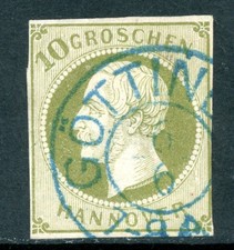 Germany States 1861 Hannover 10 Groschen Green Scott #24 VFU R748 picture