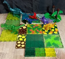 MAGNA-TILES Dino World XL 50 Piece Set 6 Dinosaurs Printed Pieces Trees +++ picture