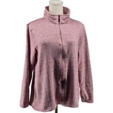 Stan Herman Sweatshirt Womens L Pink Full Zip Pockets Lined Mock Neck Fair Isle picture