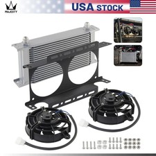 Universal 19 Row AN8 Engine Oil Cooler Silver + Dual 5.5