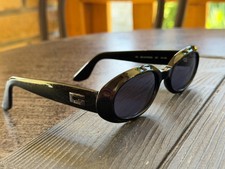 Vintage Gucci GG 2419/N/S 807 Black Oval Sunglasses 90s Y2K Silver G Logo Italy picture