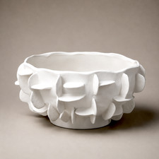 New Abstract Modern Porcelain Centerpiece Bowl or Orchid Cachepot in White 14