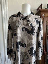 RARE 60s Vintage Handmade Psychedelic Gray Water Nymph Nouveau  Mod Tunic Top -M picture