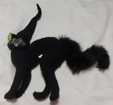 Annalee 2004 Black Cat Plush Halloween Witch Hat Bendable Tail picture