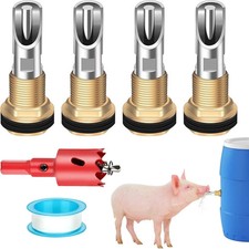 4 Pcs Pig Waterer Nipples for Barrel Kit, Stainless Steel Hog Waterer Nipples Au picture