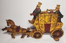 Vintage Cast Iron London Royal Mail Stagecoach Doorstop Carriage 1930s Nuydea picture