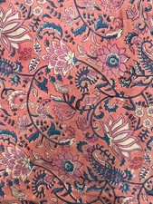 100% Cotton Pink Floral Hand Block Printed Fabric - Traditional Printed Floral picture