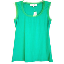 NWT Donna Degnan Green Mesh Edge Sleeveless Blouse Tank - Made in USA - S / P picture
