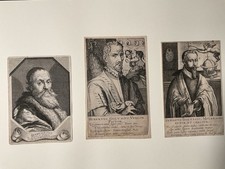 Antique Hendrick Goltzius Portrait Engravings Framed Set of 3 Old Master Prints picture