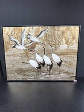 Red-crowned Crane Japanese Oil Painting Framed Wall Art Luxury Gold Accent picture