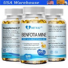 Benfotiamine 120 Capsules, Fat-Soluble Thiamine B1 Vitamin - Non-Gmo Gluten-Free picture