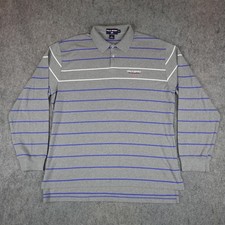 Vintage Polo Sport Ralph Lauren Rugby Shirt Mens XL Gray Striped Spell Out Y2K picture