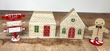 Wooden Gingerbread-Themed House & Figurine Set Rustic Christmas Decor picture