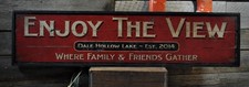 Custom Lake House Enjoy View Sign -Rustic Hand Made Vintage Wood Sign picture