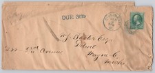 Cincinnati, OH — 1¢ Franklin cover, Due 30¢ mark, — Detroit cancels picture