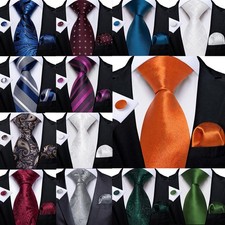 Fashion Mens Tie Regular Necktie Hanky Cufflinks Set Paisley Floral Striped picture