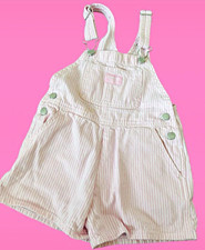 OshKosh B'gosh Vintage 3T Pink/White Striped Denim Overall Shortall Tide Tag picture