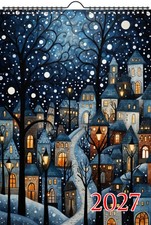 2027 Wall Calendar ~ Serene Wintery Towns Christmas Season Vintage Wysocki picture