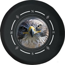 Leather Spare Tire Cover Compass Falcon Staring Back Hawk Eagle Fits Many cars picture