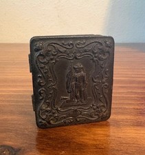 Antique Gutta Percha Union Case, Hinged Daguerreotype Photograph Box, 1800s picture