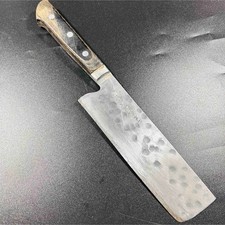 Fujiwara Teruyasu Nakiri Japanese Kitchen Knife 160mm Hammered Mark Used picture