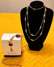 Vintage Avon Far Away 1994 NOS Perfume + 2 Avon Gold-Tone Necklaces-Signed Avon picture
