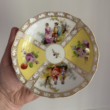 Vintage Meissen Porcelain Gilt Yellow Floral Oval Candy/ Trinket Dish picture