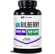 HealthFare Bilberry Extract 5000mg | 200 Vegan Caps | Supports Eye | Made in USA picture