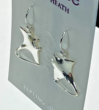 Sterling Silver Manta Ray Nautical Ocean Sea Life Drop Earrings NWT Gift Box picture