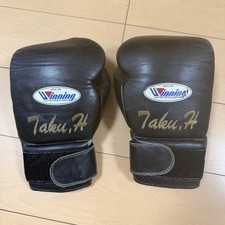Winning Boxing Gloves 16 oz MS-600B Black Pro Tape type Japan Authentic USED picture