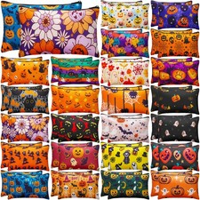 48 Pcs Halloween Makeup Bags Bulk Canvas Zipper Pouch Horror picture