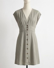 Quince Womens Vintage Wash Tencel Button Front Dress picture