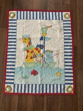 Vintage USS Love Boat Animals Baby Quilt Blanket Nautical Crib Giraffe Cat 32x41 picture
