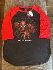 Vtg 2002 Spider Man Spell Out Sleeve Marvel  3/4 Sleeve T-Shirt Mens XL Promo picture