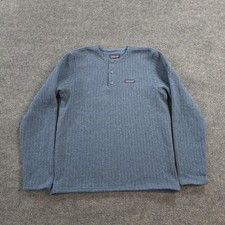 Patagonia Better Sweater Mens Medium Blue Henley Fleece Hiking Camp Outdoors picture