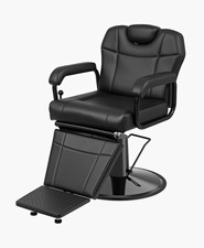 OmySalon Black Hydraulic Reclining Barber Chair, Adjustable Headrest, Footrest picture