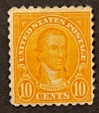 Travelstamps: 1923-1926 US Stamps Scott # 591, 10c Monroe Mint OG H picture